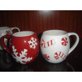 Ceramic Christmas Mug with Embossed Pattern